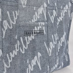 Balenciaga Hardware Tote Bag in denim logato grigio