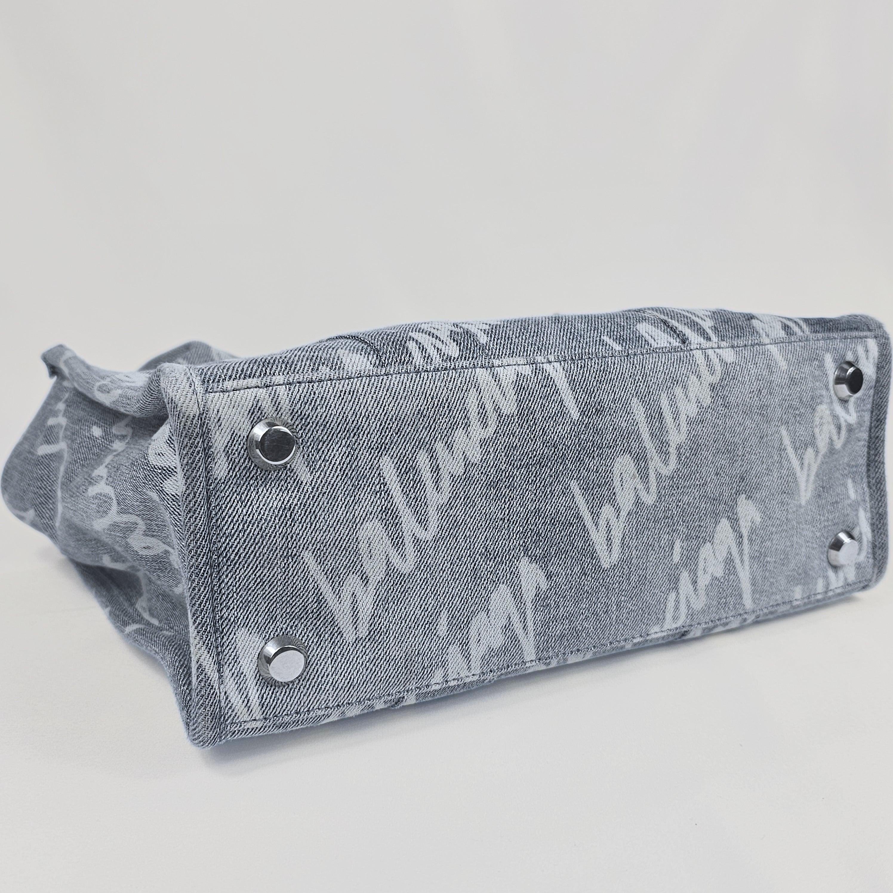 Balenciaga Hardware Tote Bag in denim logato grigio