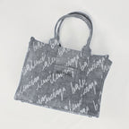 Balenciaga Hardware Tote Bag in denim logato grigio