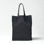 Fendi Tote Bag Vintage Zucchino in tela e pelle nera