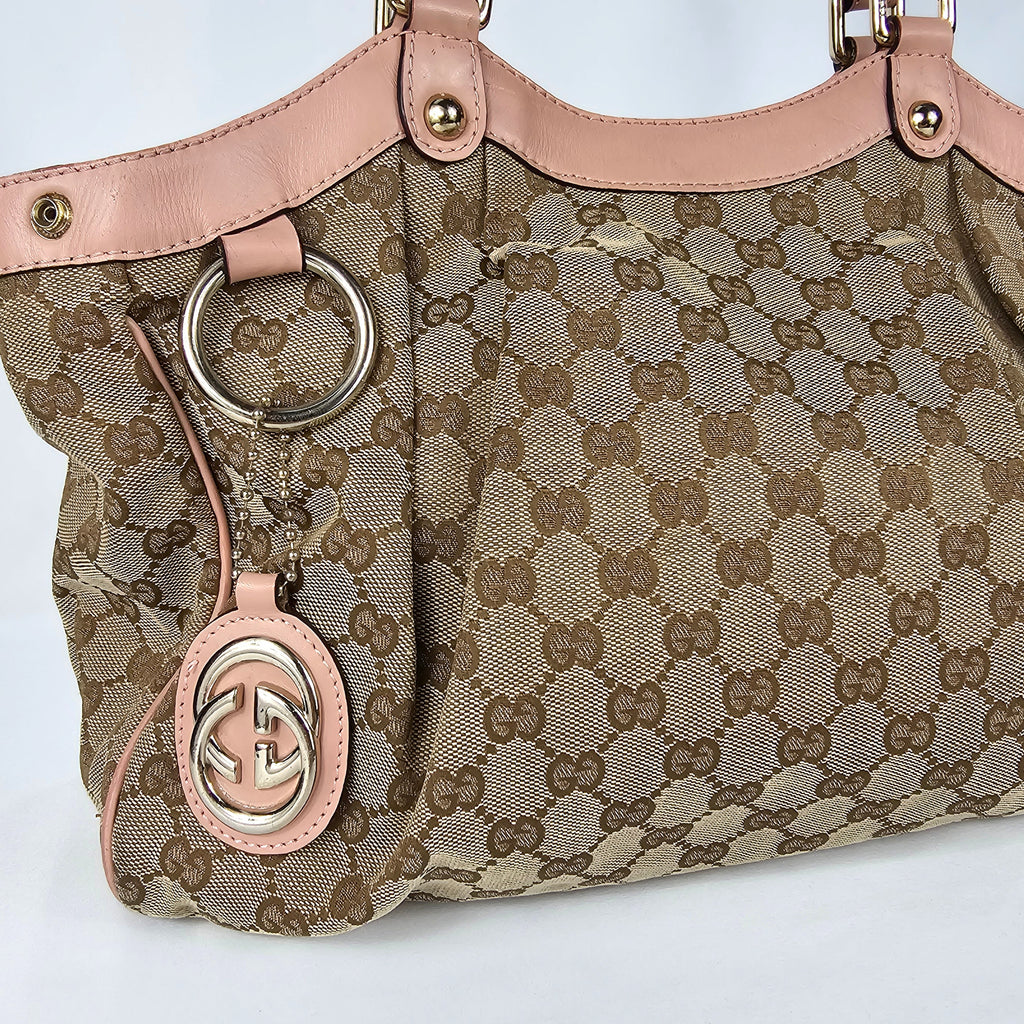 Gucci Sukey in tela GG e pelle rosa