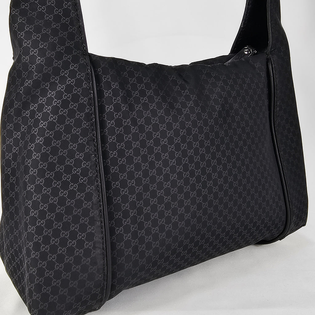 Gucci Hobo Micro GG in nylon e pelle nera
