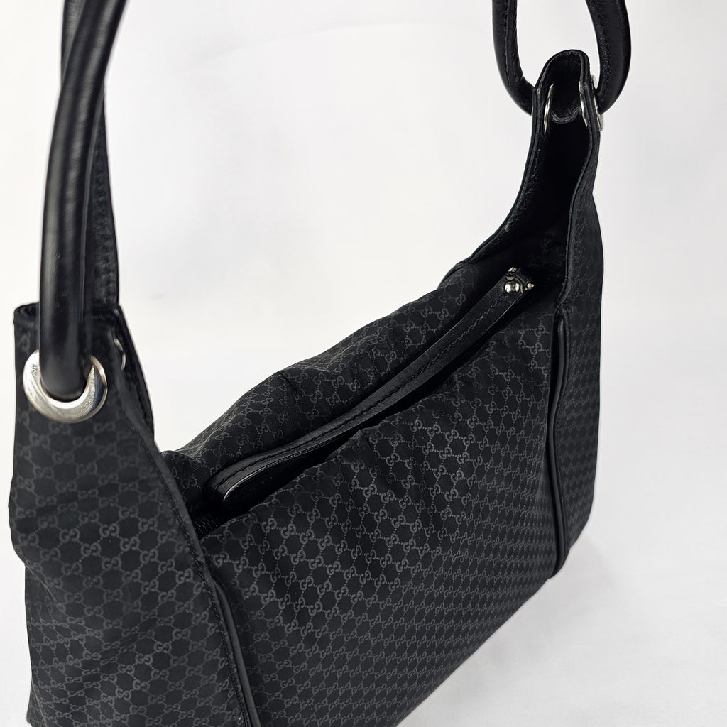 Gucci Hobo Micro GG in nylon e pelle nera