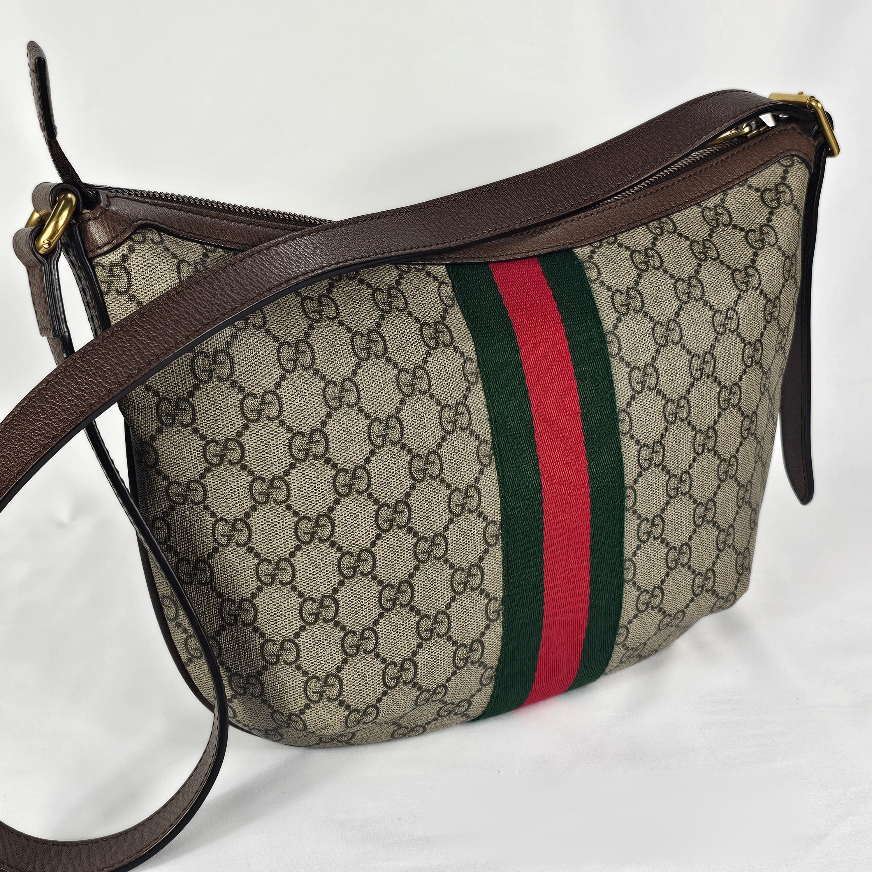 Gucci Ophidia GG Supreme Messenger Beige con Web Stripe