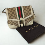 Gucci Sherry Line Vintage in tela GG e pelle bianca