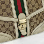 Gucci Sherry Line Vintage in tela GG e pelle bianca