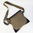 Prada Messenger Vintage Maxi in tela jacquard beige e pelle nera