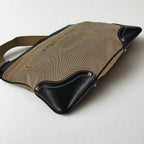 Prada Messenger Vintage Maxi in tela jacquard beige e pelle nera