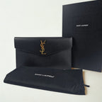 Saint Laurent Uptown Pochette Nera in Pelle Grain de Poudre