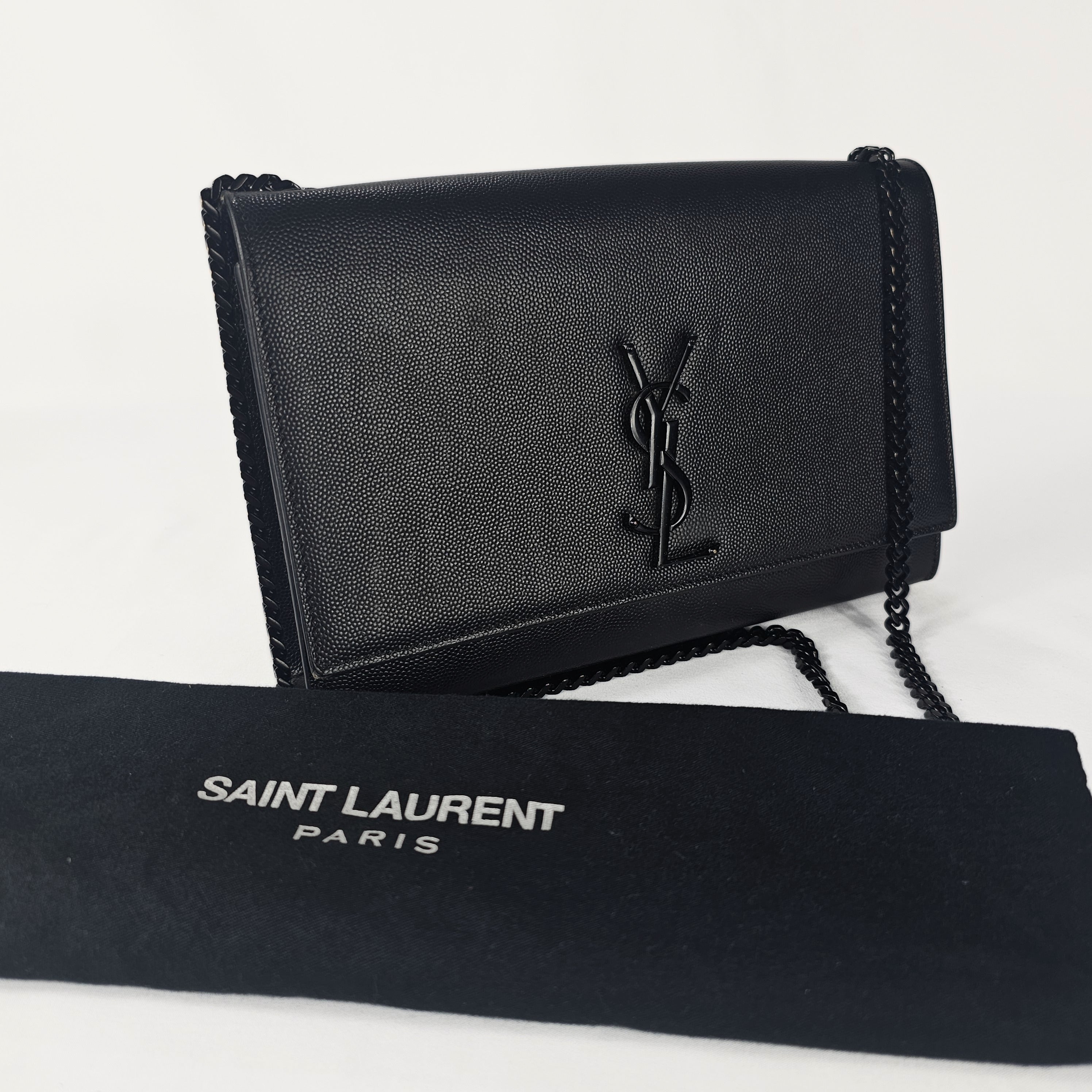 Saint Laurent Kate Medium – Borsa a Tracolla in Pelle Grain de Poudre Nera